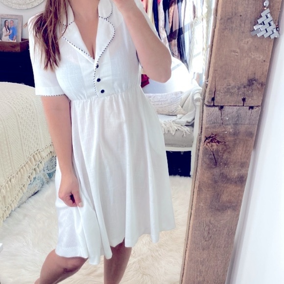 Vintage white nautical dress size 8 Petite - Picture 2 of 9